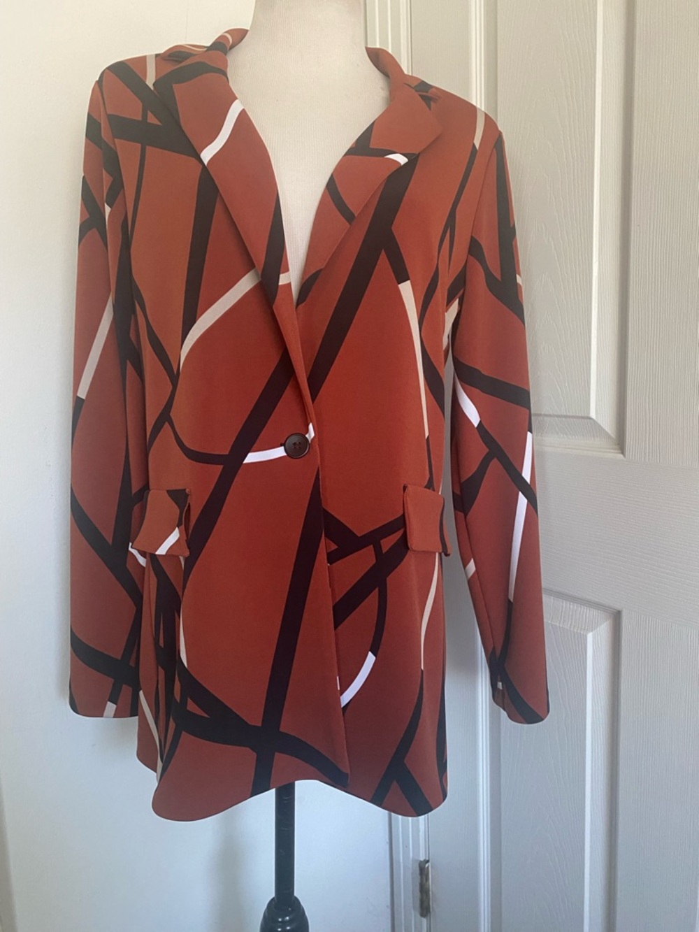 Joseph Ribkoff Abstract Single Button Blazer - Picture 2 of 12